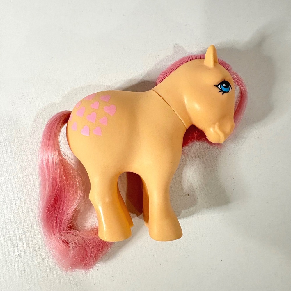 Vintage G1 My Little Pony Lickany-Split Peach Pink Hearts Earth Pony 1980s Toy